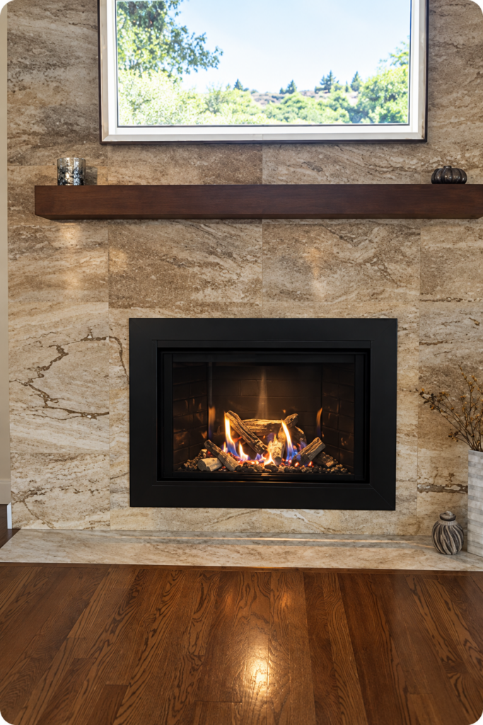 Newly installed Mendota Gas insert in living room of Jamestown, MO Home